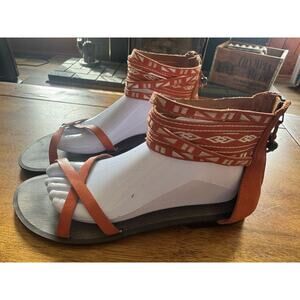 Nine West Vintage America Captivate Sandals Sz 10 Leather Gladiator Boho